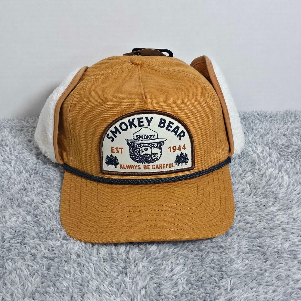 Smokey The Bear Patch Adult Trapper Hat Always Be Careful Prevent Forest Fires